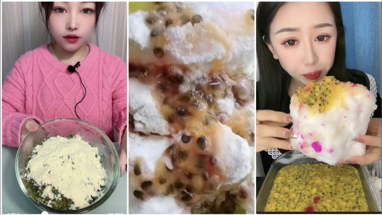ICE EATING WITH PASSIONFRUIT AND MILK POWDER/ RELAXING SOUND OF EATING