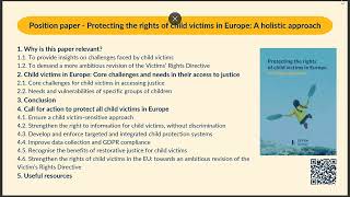 CFJ-EN Webinar on the Rights of Child Victims and the Multi-Agency Approach