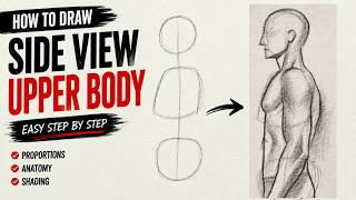 Side View Upper Body Drawing | From Basic Shapes To Final Sketch