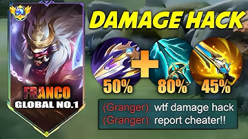 Global Franco best 1shot build & emblem 💀 ( hack damage ) Franco exp full damage build  ~ Xotictre