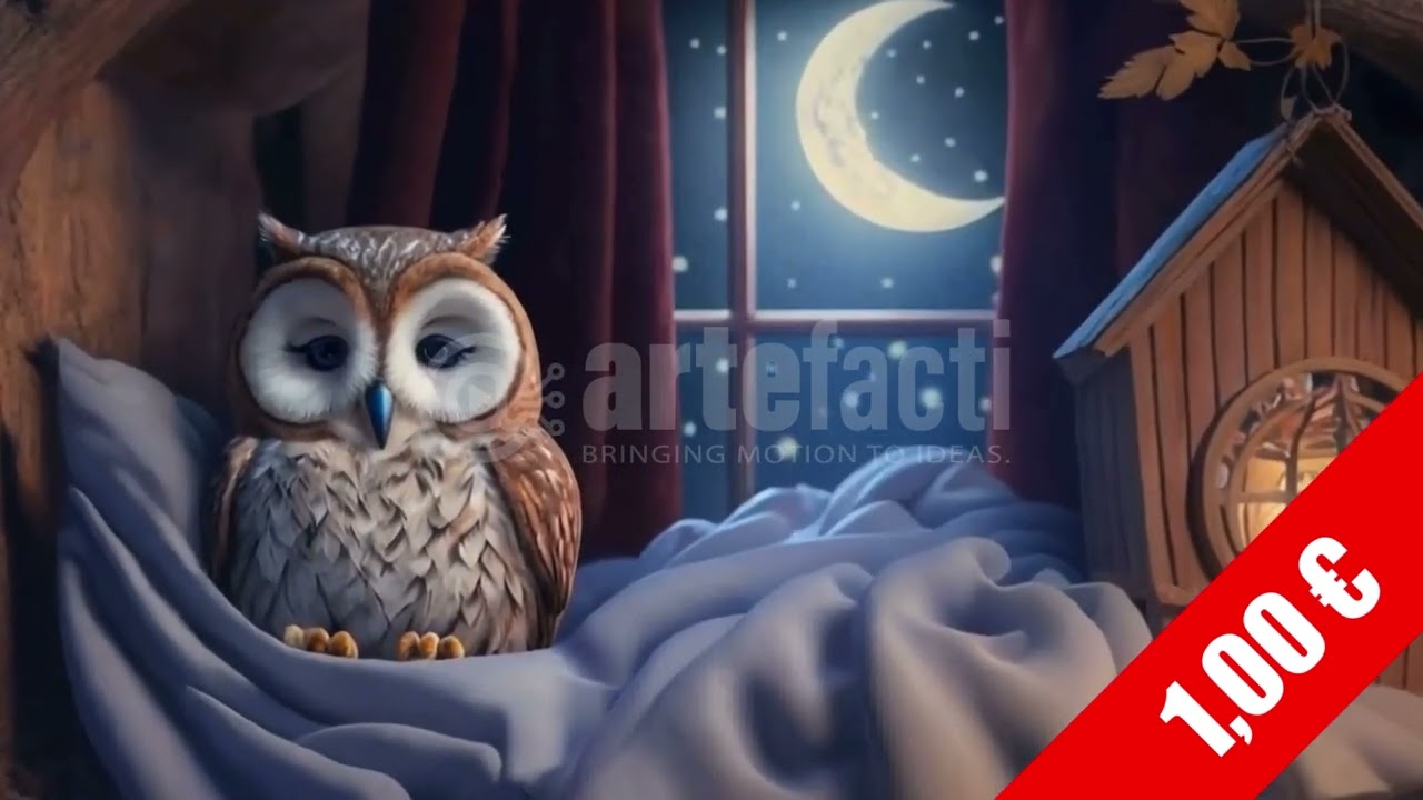 Cozy Owl in Moonlit Cave | HD Soothing Stock Footage