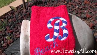 Chevron Blue and White Fabric Family Initial and Name - video demo