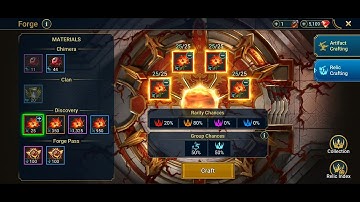 Using The Forge With Mythical Fragments To Craft Relics In RAID Shadow Legends