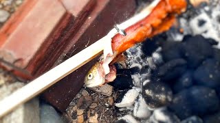 Catching and Cooking Rainbow Trout over a Fire