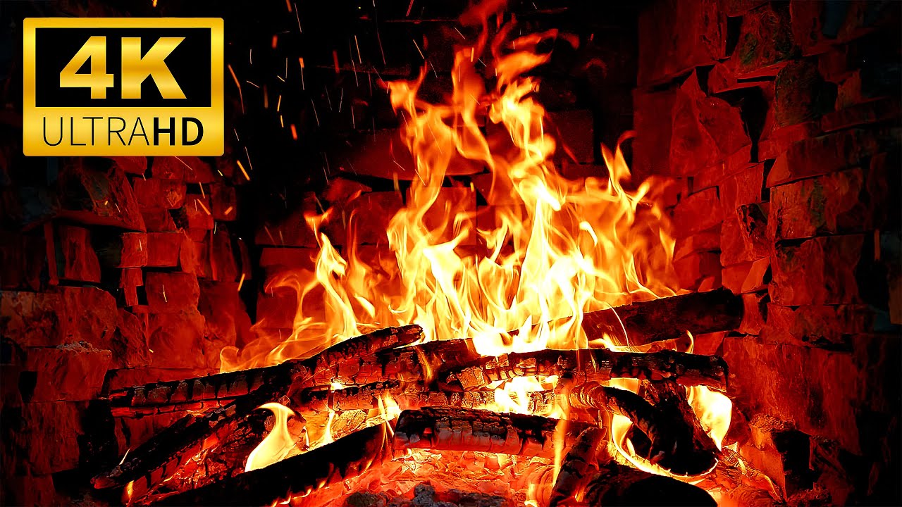 4K Real Fireplace - Bright Flames & Crackling Fire Sounds for Instant Relaxation