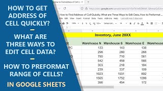 Famous Google Sheets | How to | Find Cell Address Quickly | 3 Ways to Edit Cell Data | Preformat Cells Net Worth