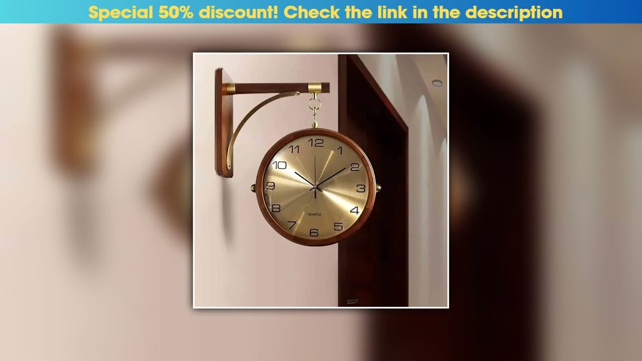 Deal Luxury Wood Double Sided Wall Clocks Movement Silence 360° Rotatable Wall Clock Aesthetic Livi