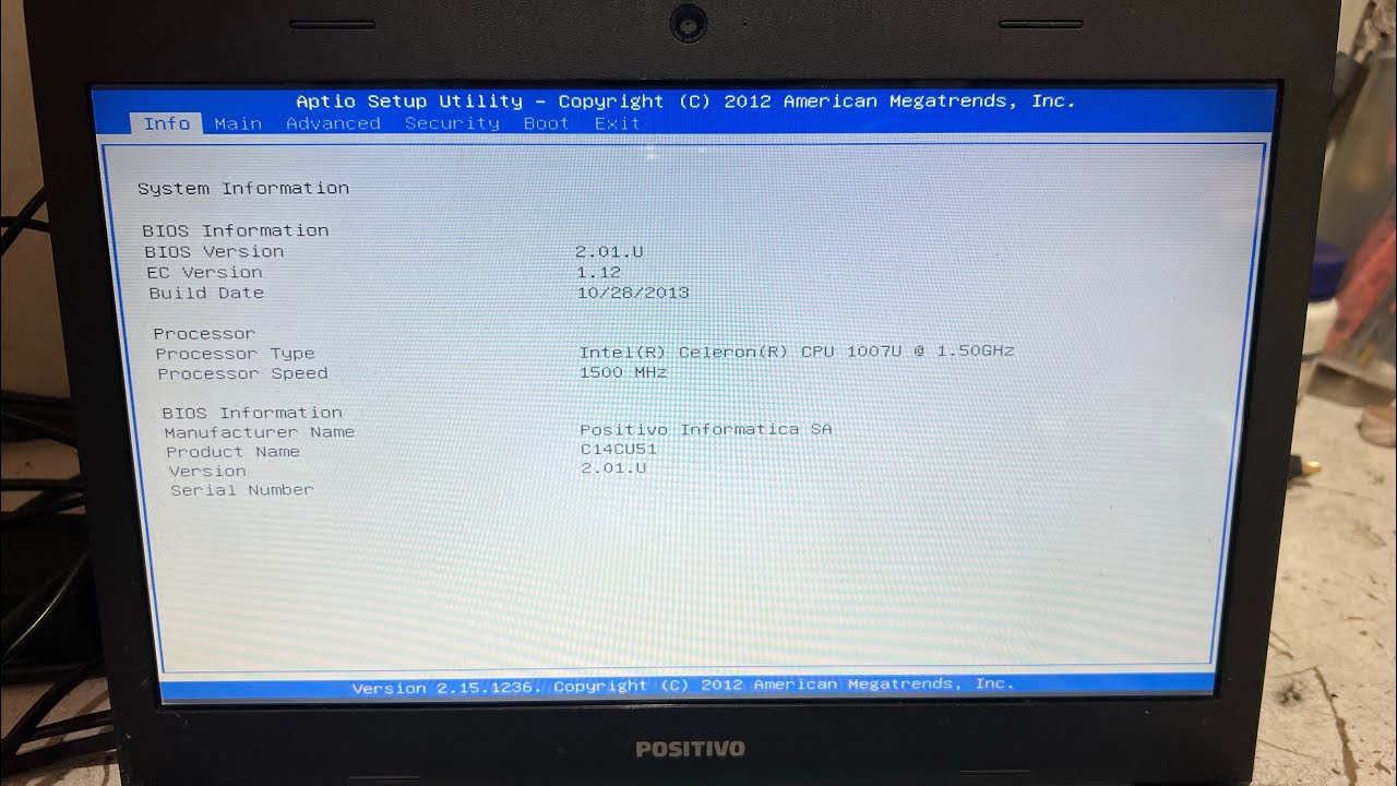 Notebook Positivo Liga e vai direto na Tela da Bios e não inicia o
