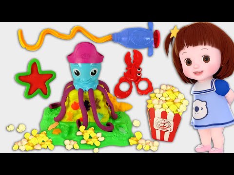 Baby Doli and <strong>popcorn</strong> play doh food toys baby doll play story