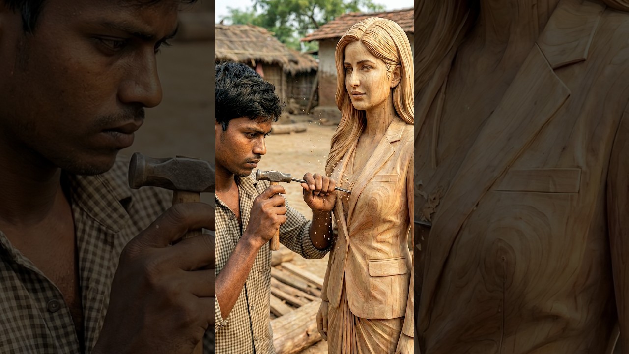 Realistic Wooden Sculpture Of Katrina Kaif 🔥 