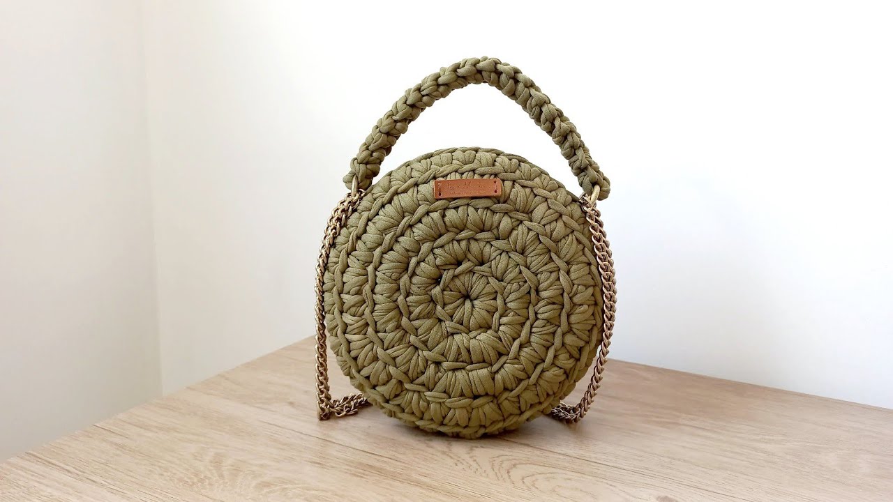 BOLSA DE CROCHÊ REDONDA / BOHO DE FIO DE MALHA / 