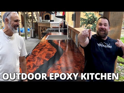 DIY Outdoor Kitchen Epoxy River Table Countertops
