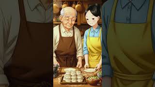 Caring and Cooking #gibliart #animation #naturelovers #emotions #aivideo #granddaughter #couple
