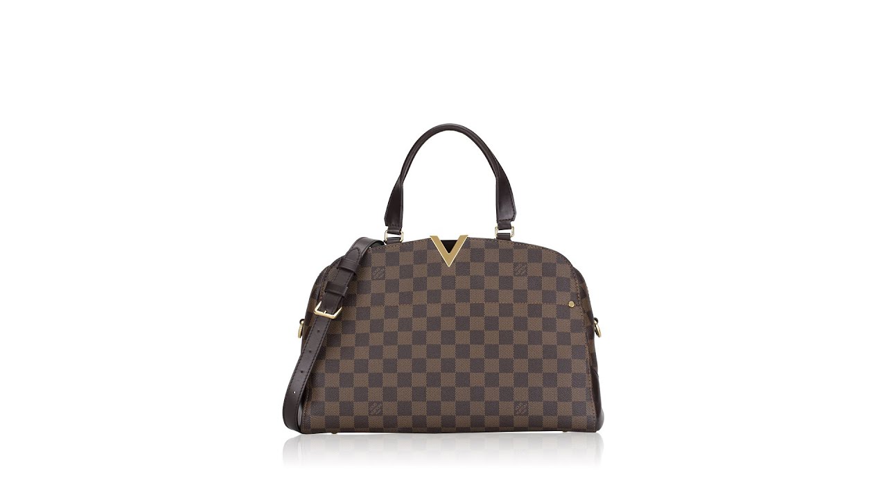 Authenticated Used LOUIS VUITTON Louis Vuitton Kensington bowling handbag  N41505 Damier canvas leather Ebene 