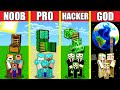 Minecraft Battle: LADDER HOUSE BUILD CHALLENGE - NOOB vs PRO vs HACKER vs GOD / Animation STAIR