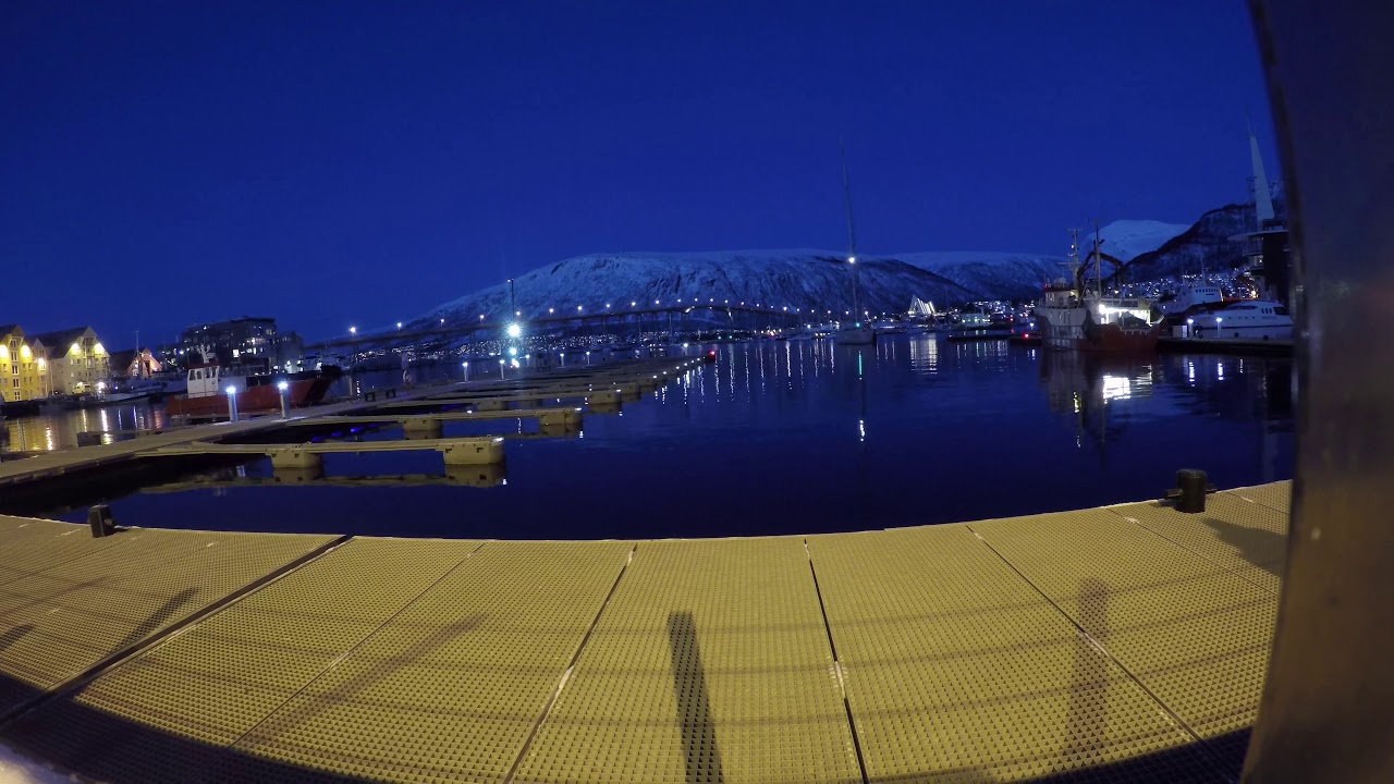 Sailboat docking in Tromso, Norway