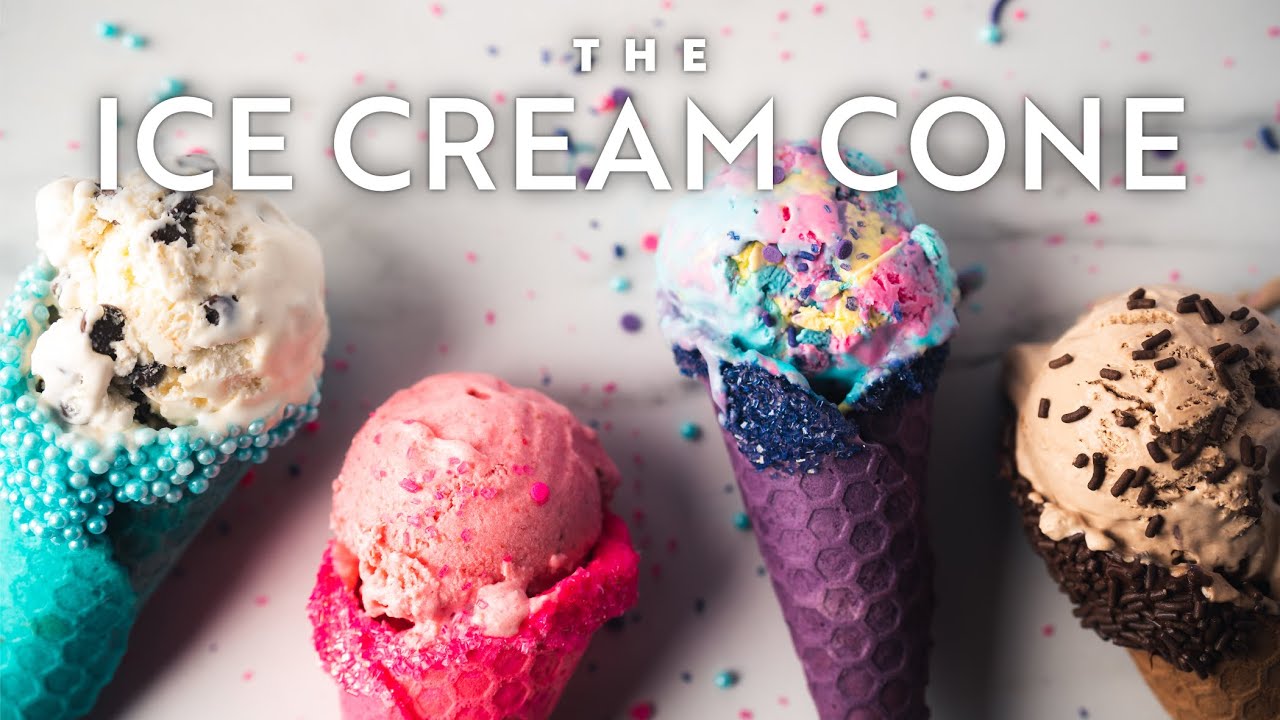 Ice Cream w/ CRISPY Waffle Cones | 4 Versions | Homemade Recipe | ASMR