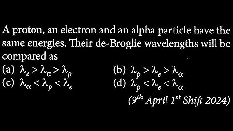 A proton, an electron and an alpha particle have the same energies. Their de-Broglie  MP DTS 28 Q9
