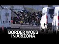 Migrants seen at closed Arizona border crossing