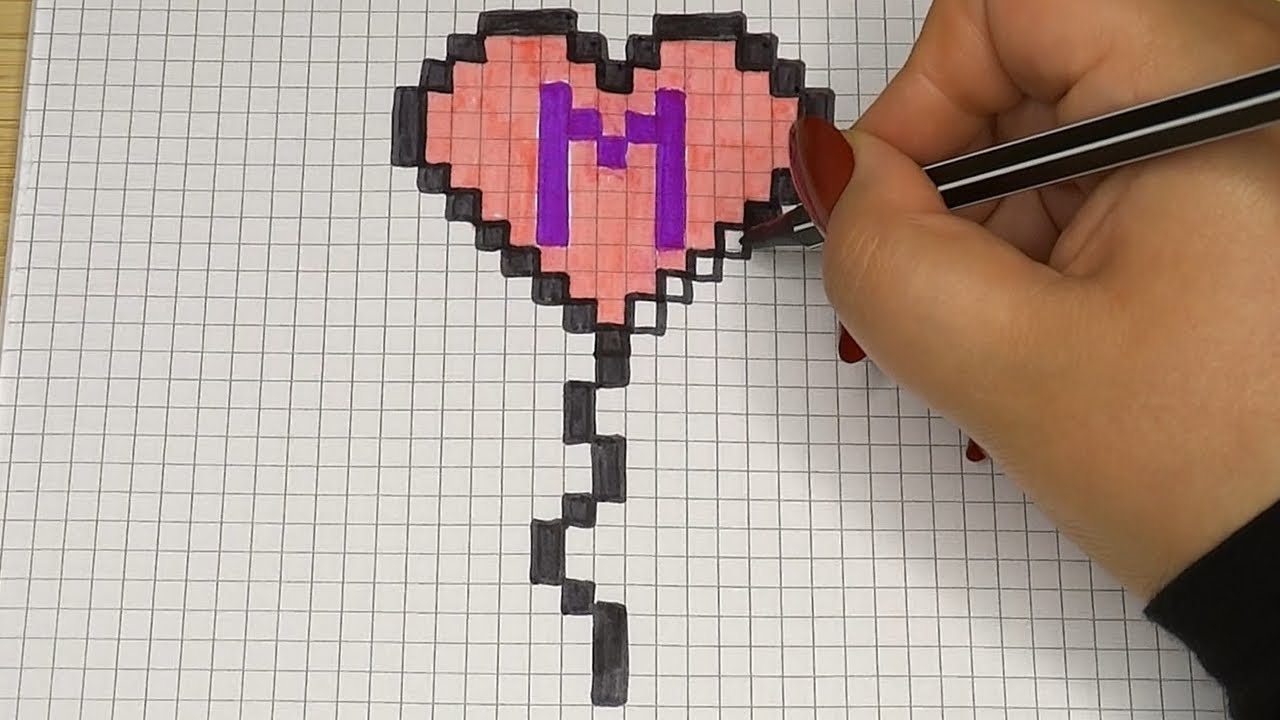 DIY Handmade Pixel Art | How to draw a cute Heart | Valentines Day Mothers Day | Draw with Me