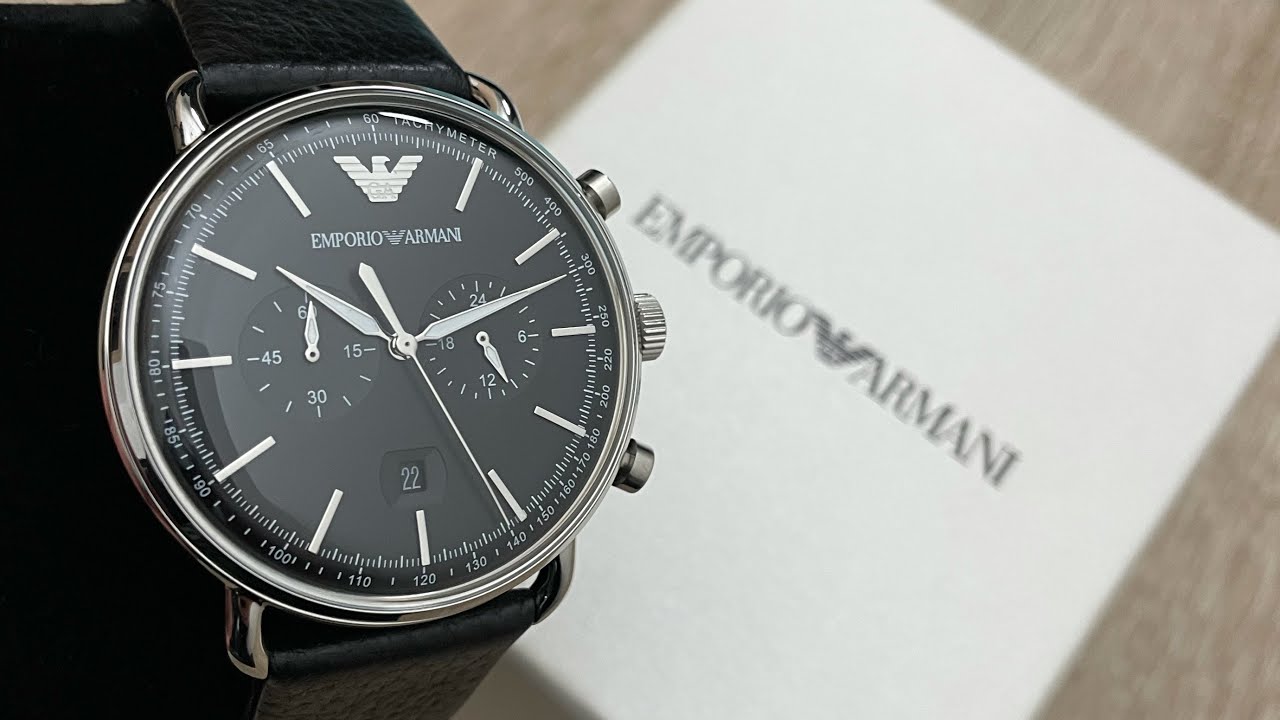 Emporio Armani Chronograph Black Leather Men's Watch AR11143 (Unboxing)  @UnboxWatches - YouTube