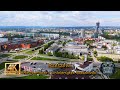 Rzeszw z lotu ptaka  panoramy nowego miasta millenium hall i uniwersytetu rzeszowskiego dron 4k