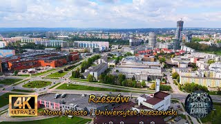 Rzeszów z lotu ptaka - panoramy Nowego Miasta, Millenium Hall i Uniwersytetu Rzeszowskiego (dron 4K)