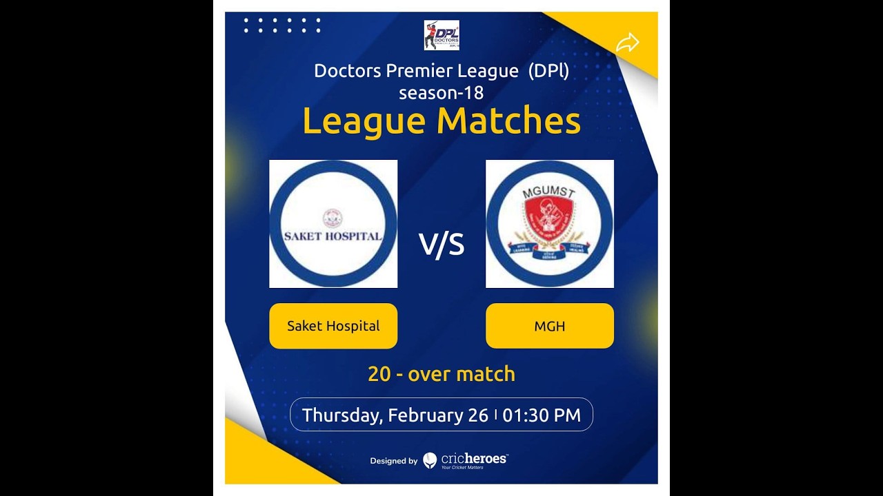 🔴LIVE MATCH - Saket Hospital VS MGH  Hospital DPL