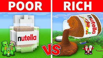 Mikey Family POOR vs JJ Family RICH NUTELLA House Build Challenge in Minecraft (Maizen)