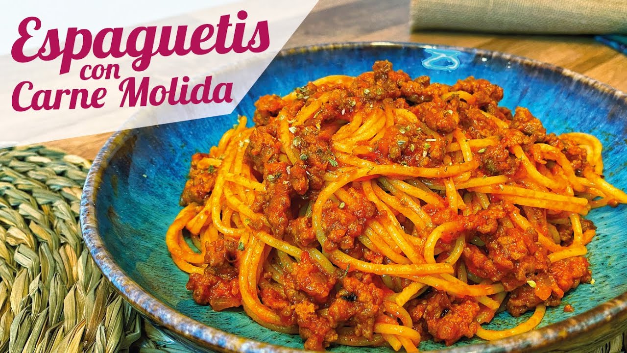 ESPAGUETIS CON CARNE MOLIDA Y TOMATE | Receta de espaguetis rojos - YouTube