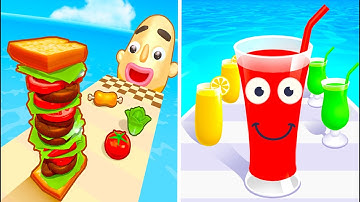 Sandwich Runner Vs Juice Run 🥤🥗🍔 Walkthrough All New Max Update Mobile Tiktok Gameplay WE8459