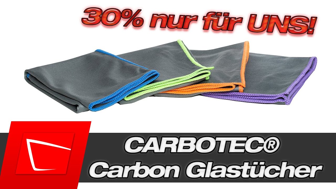 Die besten Glastücher! CARBOTEC® 4X Premium Carbon Microfaser Glastücher  30% Community Aktion 