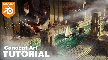 Concept Art in Blender - TUTORIAL | Blender 2.9 | Photoshop