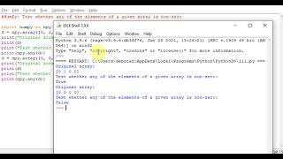 python NumPy Test whether any of the elements of a given array is non-zero