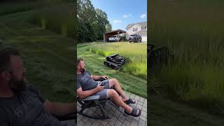 Say goodbye to tiring grass cutting #lawnmower #mower #remotework #garden #grass