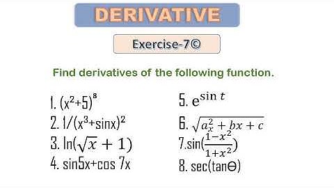 Derivative: Excercise-7(c)//HSC BOARD (+2 STUDENTS)// Chain rule .