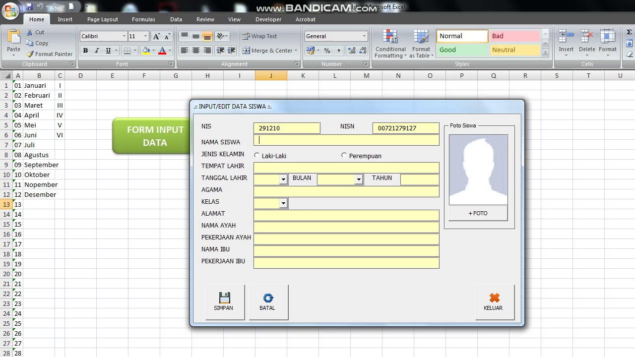Form Input Data Siswa Plus Foto Macro VBA Excel 2007 - YouTube