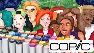 The Crimson Cross - Christmas in Crimsa - Inktober52 2022 - Crowd - Copic Markers