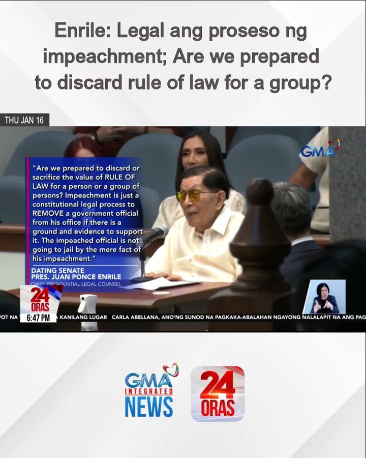 Enrile - Legal ang proseso ng impeachment; Are we prepared to discard rule of law for... | 24 Oras
