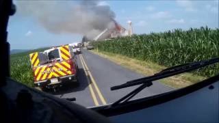 Helmet Cam  Lower Allen Rescue 12 responding to Monroe Twp Barn Fire 07082016