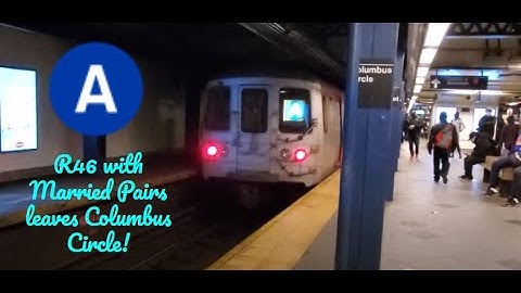 Lefferts Blvd bound R46 (A) train leaves Columbus Circle (Married Pairs)