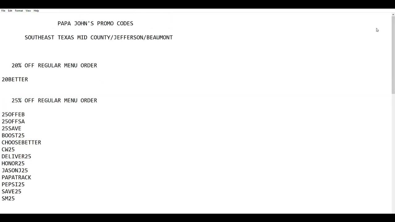 PAPA JOHNS Promo Codes JUNE 2022 Southeast Texas / Mid county