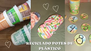 RECICLAMOS potes de PLÁSTICO y creamos unos HERMOSOS PORTAVASOS Y UN JUEGO INFANTIL