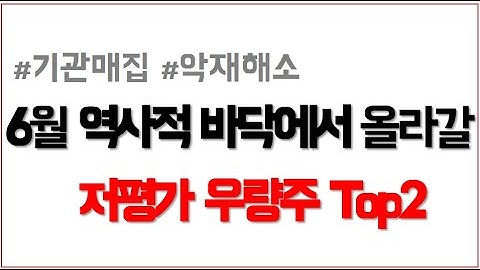 [주식] 6월 저평가 우량주 기관이 바닥에서 매수하는 종목 top2