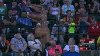 SF@ARI: Dinosaurs and a gorilla enjoy a D-backs game screenshot 5