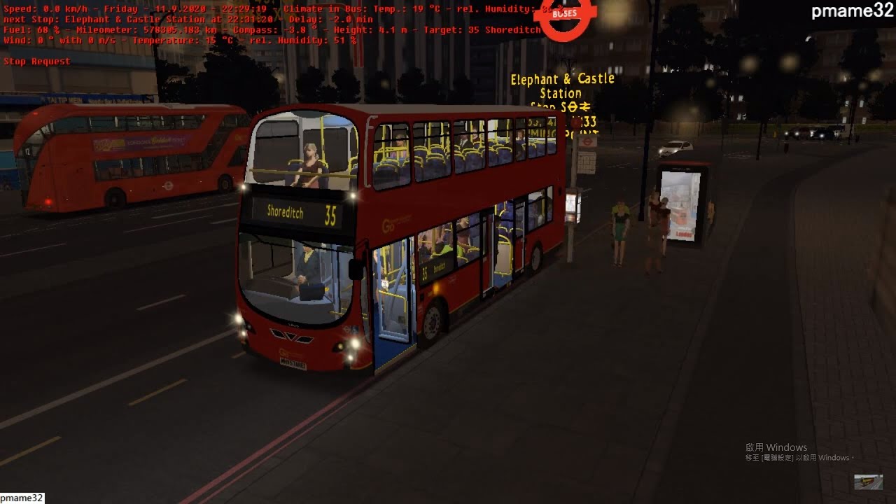 Omsi 2 tour (1777) London bus 35 (partial) Lambeth Town Hall - Shoreditch @ Volvo B9TL