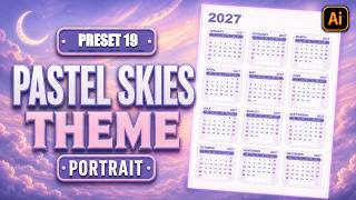Pastel Portrait Calendar in Adobe Illustrator | CalenClick Pro Advanced Preset 19