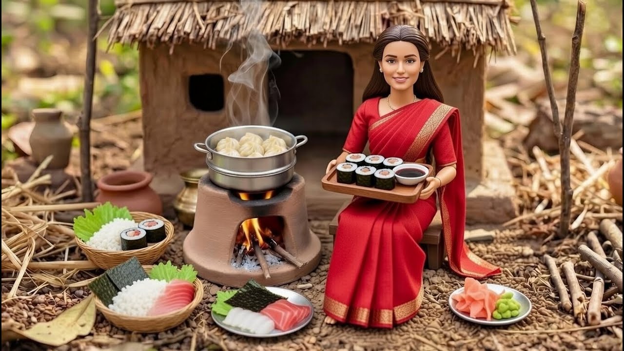Miniature Doll Momos & Milk Tea Cooking ASMR | Indian Village Tiny Kitchen Story
