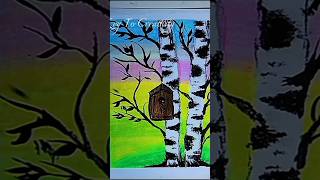 #Birch tree drawing #shortsfeed#satisfying# trending #oilpestal #asmr #arts#drawing#colours#fypシ゚.