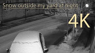 4K Night Snow - Snow Covered Car - Snowfall & Sounds for Relax